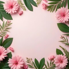 Obraz premium Pink Flower Frame on Pink Background