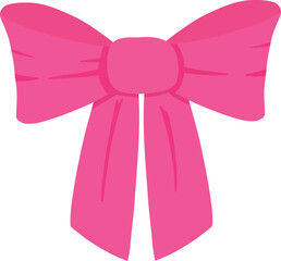 Simple hand drawn pink ribbon bow icon. Bowknot for decoration, big pinky bowtie. Large retro hand drawn ribbon illustration icon. Various cartoon bow knots, gentle gift ribbons