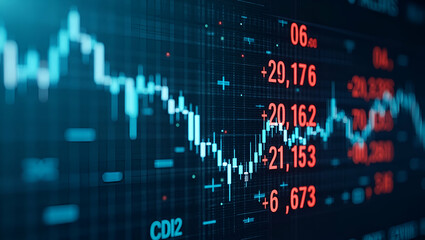 Visualizing Selling Pressure: A Stock Photo Concept Featuring a Cluster of Sell Orders, Falling Price Markers, and a Market Depth Chart Illustrating Relentless Downward Momentum with Empty Space for T
