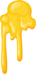 Cartoon honey dripping icon. Sticky sweet dripping spots, flowing sugar syrup, melting honey splatters flat vector illustration icon. Sweet honey drops