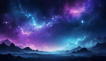 Mystical Night Sky Over Mountain Range