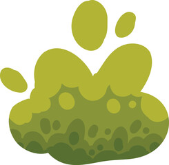 Cartoon tree and bush. Green plants with flowers for vegetation spring backyard landscape wood plant foliage. Nature forest lumber tree park and garden hedge bush vector isolated icon