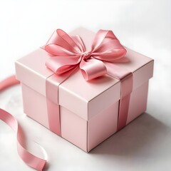 Obraz premium Pink Gift Box with Ribbon