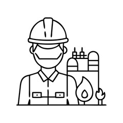 oil worker icon, oil worker line art - simple line art of oil worker, perfect for oil worker logos and icons
