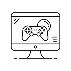 online gaming icon, online gaming line art - simple line art of online gaming, perfect for online gaming logos and icons