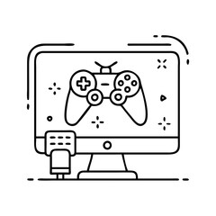 online gaming icon, online gaming line art - simple line art of online gaming, perfect for online gaming logos and icons