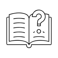 open book with question mark icon, open book with question mark line art - simple line art of open book with question mark, perfect for open book with question mark logos and icons