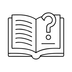 open book with question mark icon, open book with question mark line art - simple line art of open book with question mark, perfect for open book with question mark logos and icons