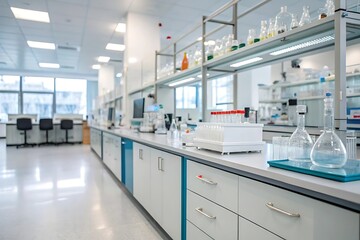 Scientific research action in modern lab environment with blur background for innovation
