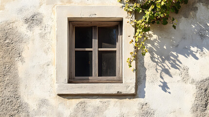 Diagonal window shadow falling across wall cano