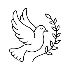 peace dove icon, peace dove line art - simple line art of peace dove, perfect for peace dove logos and icons