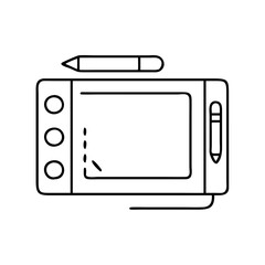 pen tablet icon, pen tablet line art - simple line art of pen tablet, perfect for pen tablet logos and icons