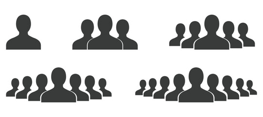 People Team Icons Set Silhouette Vector Illustration.