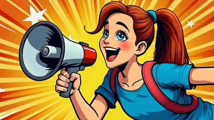 Person with megaphone announcing communication message - Powered by Adobe