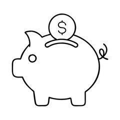 piggy bank icon, piggy bank line art - simple line art of piggy bank, perfect for piggy bank logos and icons