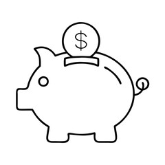 piggy bank icon, piggy bank line art - simple line art of piggy bank, perfect for piggy bank logos and icons