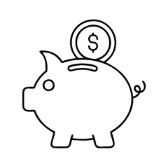 piggy bank icon, piggy bank line art - simple line art of piggy bank, perfect for piggy bank logos and icons