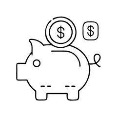 piggy bank icon, piggy bank line art - simple line art of piggy bank, perfect for piggy bank logos and icons