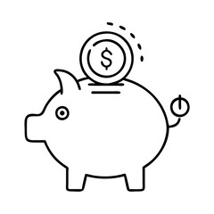 piggy bank icon, piggy bank line art - simple line art of piggy bank, perfect for piggy bank logos and icons