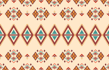 Geometric ethnic Native American tribal patterns, featuring Aztec and Navajo motifs, create a seamless decorative texture. Design for background ,curtain, carpet, clothing, wrapping, Batik.