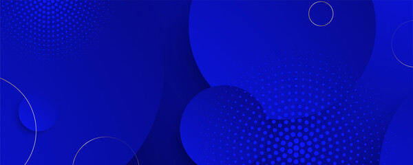 Abstract deep blue background with overlapping circular shapes and dotted patterns