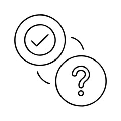 question mark and checkmark icon, question mark and checkmark line art - simple line art of question mark and checkmark, perfect for question mark and checkmark logos and icons