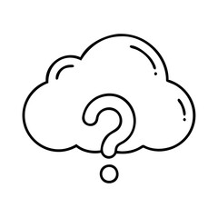 question mark in a cloud icon, question mark in a cloud line art - simple line art of question mark in a cloud, perfect for question mark in a cloud logos and icons