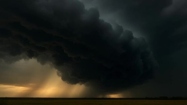 Dramatic Dark Storm Clouds Creating a Melodramatic Landscape at Dusk