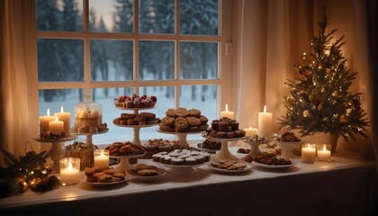 Christmas Sweets Table by the Window