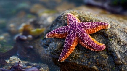 Starfish on Coastal Rock: Intertidal Marine Life