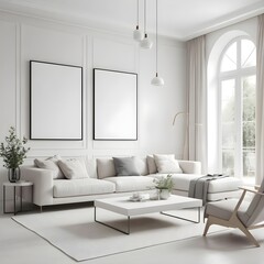 Modern Minimalist Living Room Interior Design Mockup