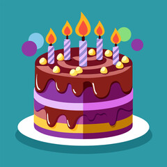 Delicious Birthday Cake with Chocolate Frosting and Candles