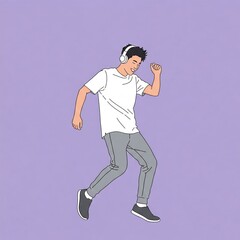 young man dancing with headphones