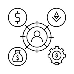 resource allocation icon, resource allocation line art - simple line art of resource allocation, perfect for resource allocation logos and icons