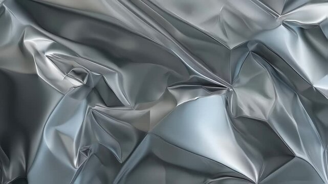 Movement of silver crumpled foil. Abstract metallic background. Platinum metal.