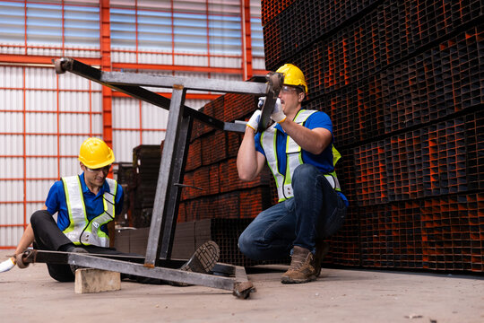 Accidents people at work in industrial plant operations. safety first aid emergency.