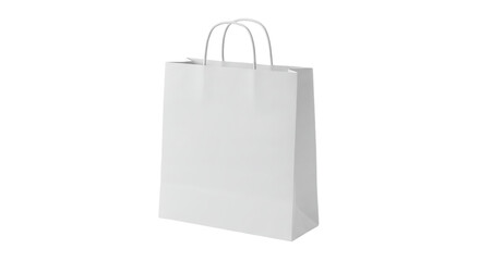 3D clean white shopping bag with soft shadows isolated on white background, perfect for e-commerce branding, paper bag mockups, gift packaging visuals, and minimalist design elements