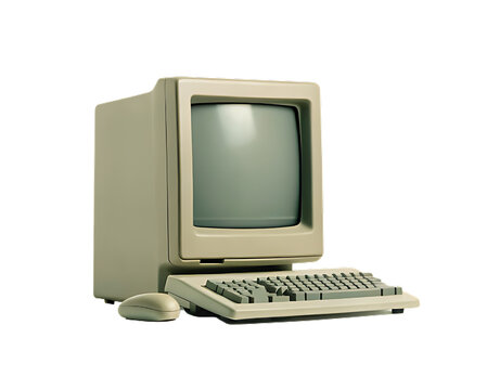 Studio shot of original Macintosh on white background. Vintage Apple Macintosh computer isolated on white background . PNG
