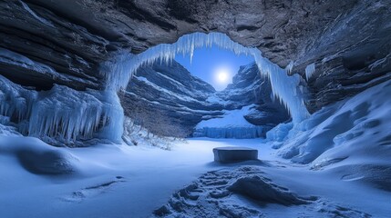 Frozen Cave Portal Winter Wonderland Unveiled.