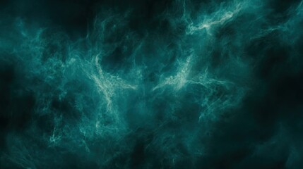 Fototapeta premium Deep teal abstract swirls of ethereal nebulae, illuminated by light.
