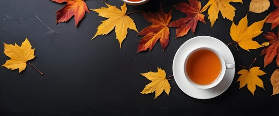 Autumn Tea and Maple Leaves