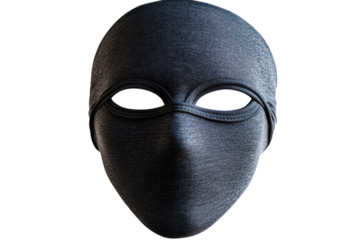 Mysterious Grey Fabric Mask Dark Background Studio Shot Face Style Image Design Secret Hidden Shadow on transparent background