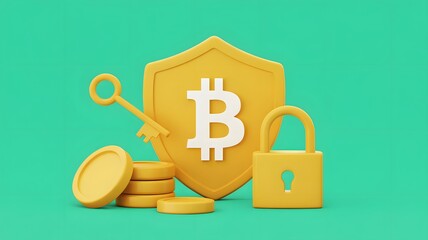 Digital currency security essentials protecting bitcoin assets online graphic illustration vibrant informative
