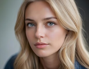 Naklejka premium Portrait of a Young Woman with Blonde Hair
