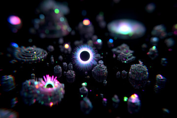 Futuristic Biotech Galaxy: Electronic Art and Techno Music Space