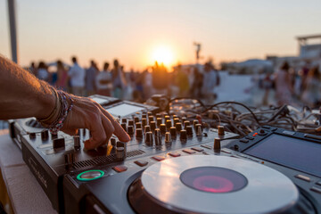 Energetic DJ Set at Sunset Beach Celebration