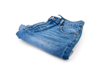 Denim female shorts isolated on white background.