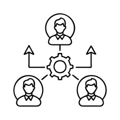 team collaboration icon, team collaboration line art - simple line art of team collaboration, perfect for team collaboration logos and icons