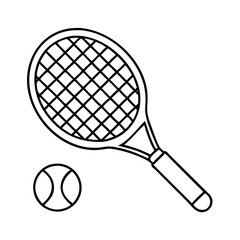 tennis racket and ball icon, tennis racket and ball line art - simple line art of tennis racket and ball, perfect for tennis racket and ball logos and icons