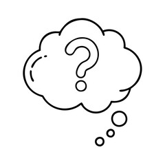thought bubble with question mark icon, thought bubble with question mark line art - simple line art of thought bubble with question mark, perfect for thought bubble with question mark logos and icons